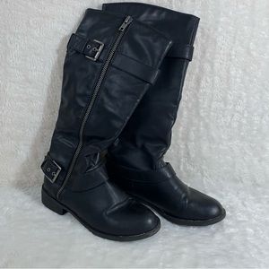 Brash sz:6.5 Black Heeled Faux Leather Zip Boots